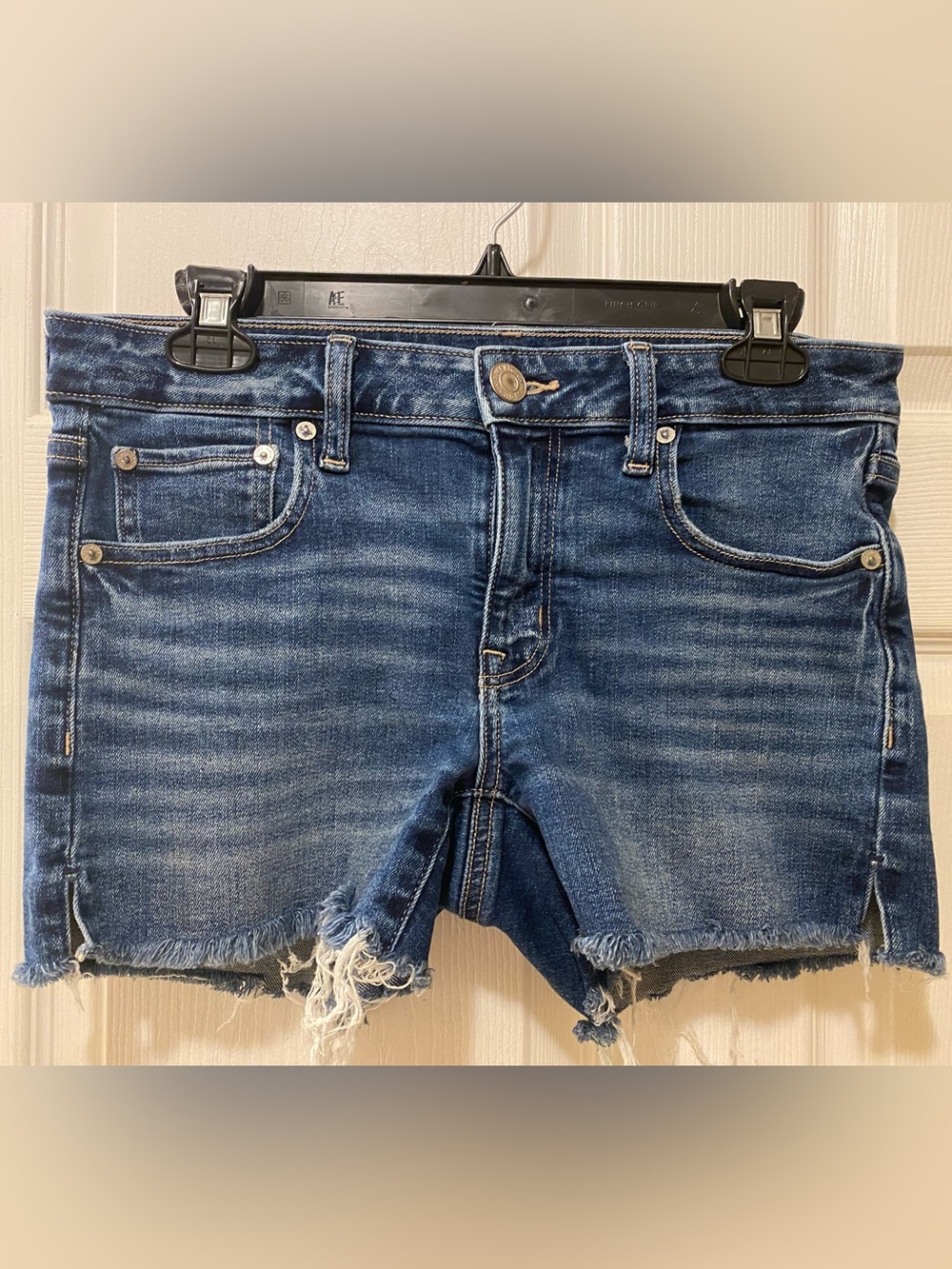American Eagle Outfitters Distressed Dark Blue Denim Cutoff Shorts